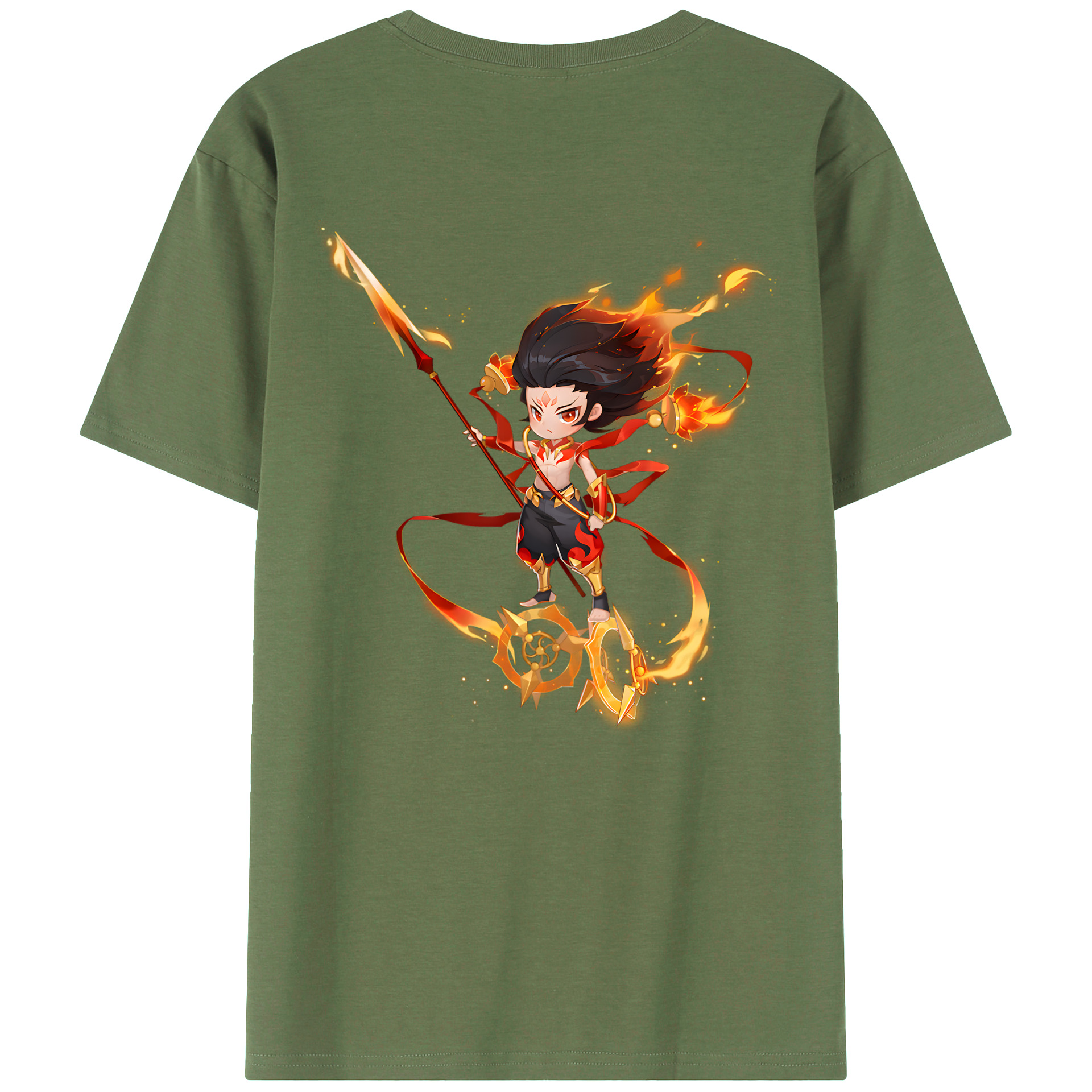 （画像用） Ne Zha 2 ナタ 魔童の大暴れ 綿100％ メンズ半袖Tシャツ（バックプリント） 通気性